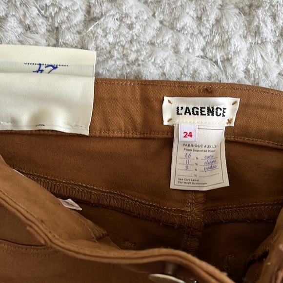 L’AGENCE caramel coated skinny jeans with zipper at ankle. NWT size 24 - Picture 3 of 7
